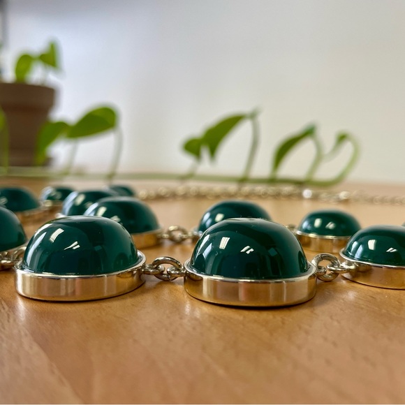 Green Double Row Bauble Necklace - Picture 2 of 3